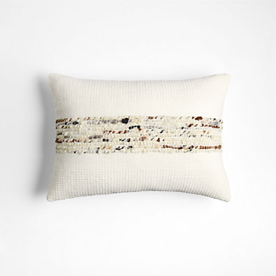 View Bozeman Wool Blend 22x15 Arctic Ivory Throw Pillow with Feather Insert details
