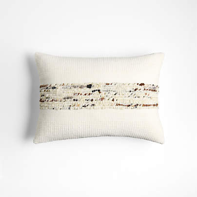 Bozeman Wool Blend 22x15 Arctic Ivory Throw Pillow with Feather Insert