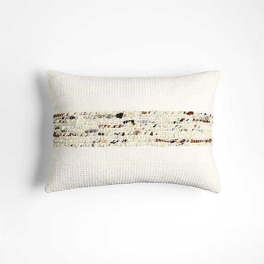 Bozeman Wool Blend 22"x15" Arctic Ivory Throw Pillow