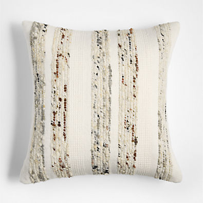 View Bozeman Wool Blend 23"x23" Arctic Ivory Throw Pillow with Down-Alternative Insert details