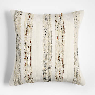 Bozeman Wool Blend 23x23 Arctic Ivory Throw Pillow Cover