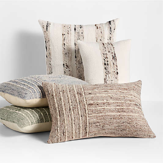 Bozeman Wool Blend 24"x16" Beige Throw Pillow with Down-Alternative Insert