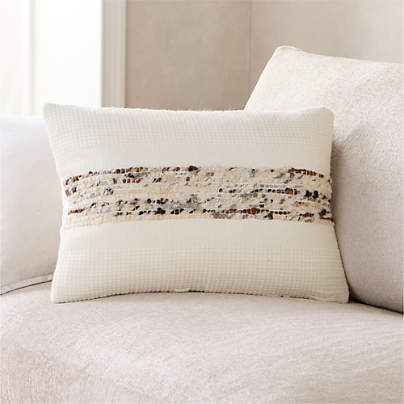 Bozeman Wool Blend 22"x15" Arctic Ivory Throw Pillow with Down-Alternative Insert
