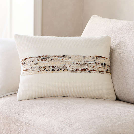 Bozeman Wool Blend 22"x15" Arctic Ivory Throw Pillow Cover