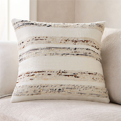 View Bozeman Wool Blend 23"x23" Arctic Ivory Throw Pillow with Feather Insert details