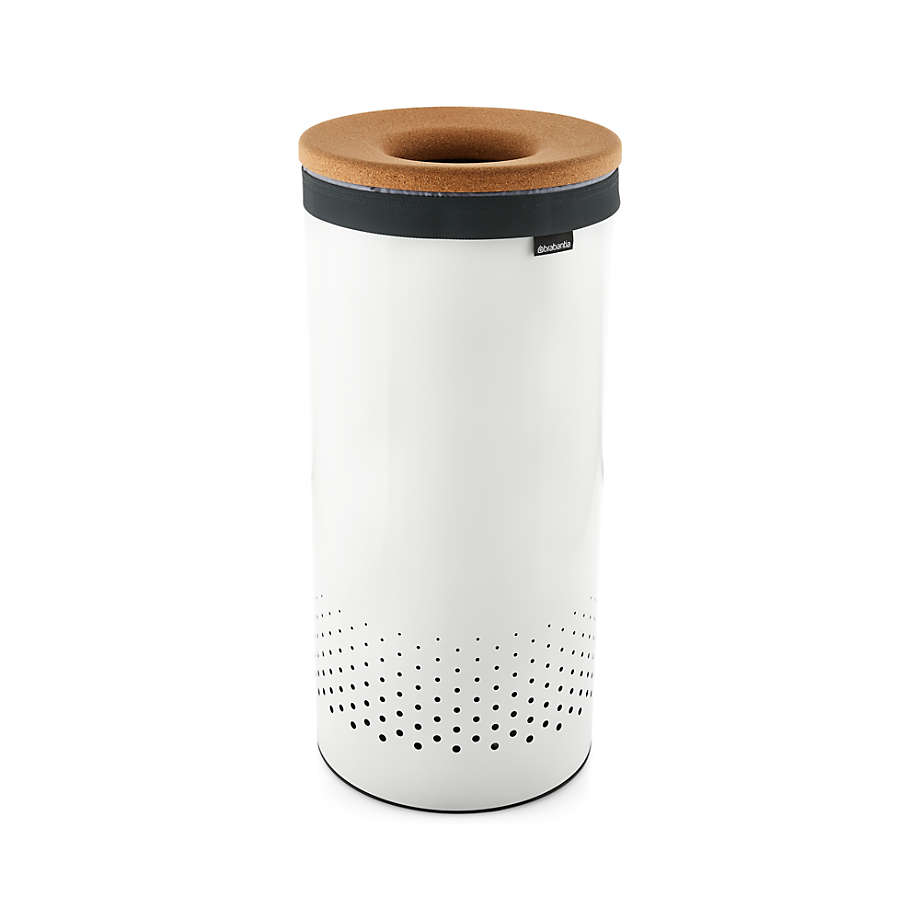 Brabantia White 35-Liter Laundry Bin with Cork Lid