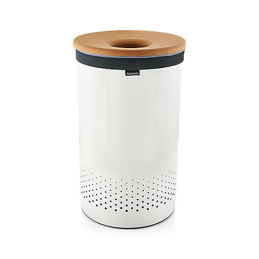 Brabantia 16-Gallon White Laundry Bin with Cork Lid