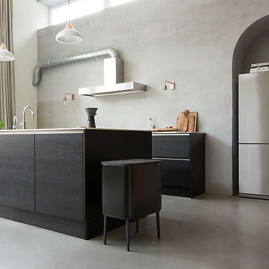 Brabantia Bo Touch Top Trash Can, Dual Compartment, Matte Black, 3 + 6 Gallon