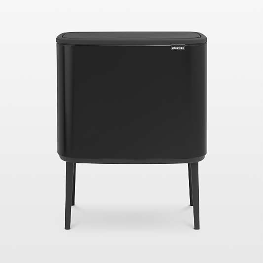 Brabantia Bo Touch Top Trash Can, Dual Compartment, Matte Black, 3 + 6 Gallon