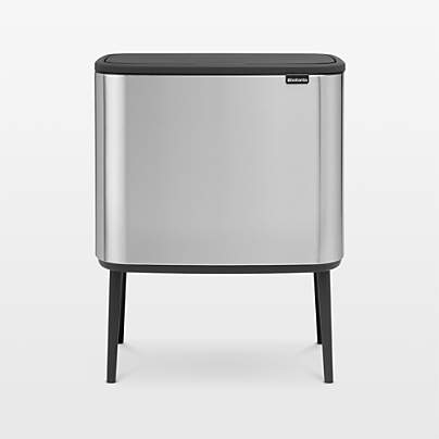 Brabantia Bo Touch Top Trash Can, Dual Compartment, Matte Steel Fingerprint Proof, 3 + 6 Gallon