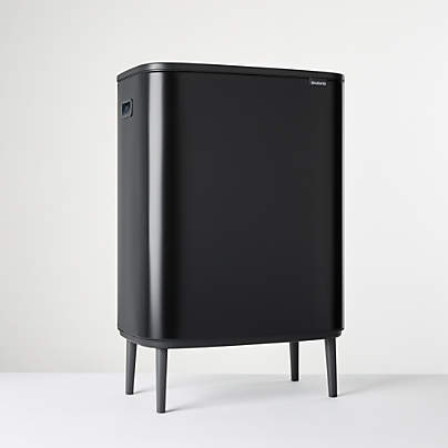 Brabantia Bo Hi Touch Top Dual Compartment Trash Can, Matte Black 2 x 8 Gallon