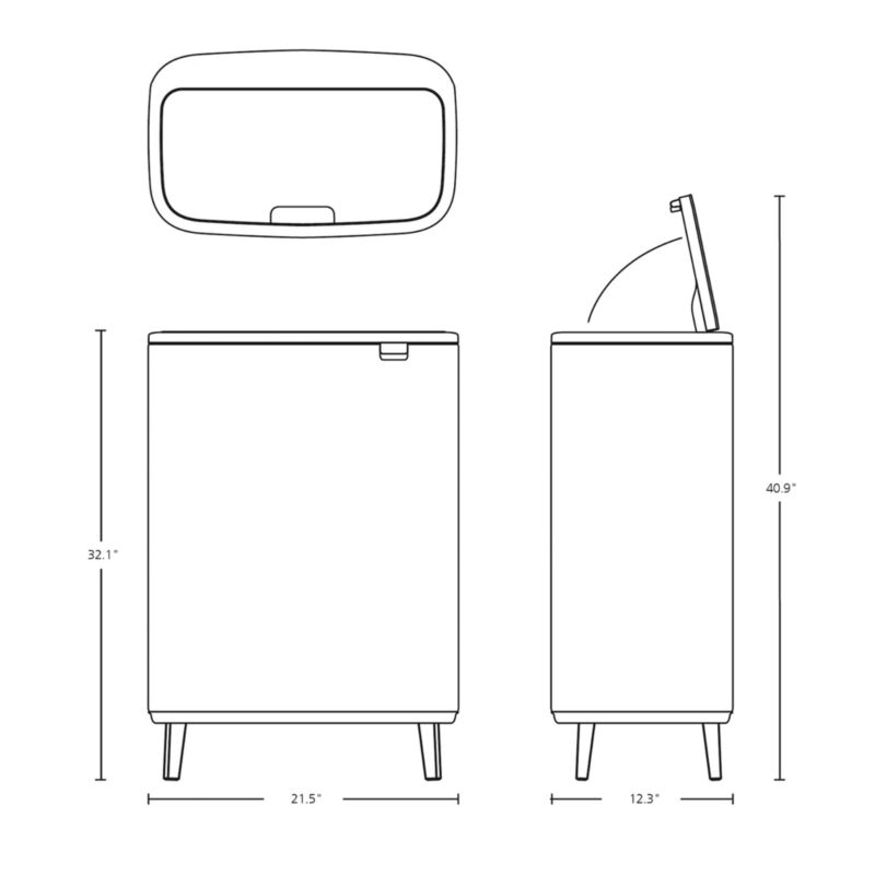 Brabantia Bo Hi Touch Top Dual Compartment Trash Can, Matte Steel Fingerprint Proof , 2 x 8 Gallon - image 11 of 12