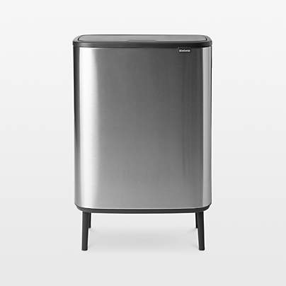 Brabantia Bo Hi Touch Top Dual Compartment Trash Can, Matte Steel Fingerprint Proof , 2 x 8 Gallon