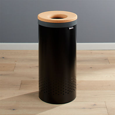 View Brabantia 9.2-Gallon Black Laundry Bin with Cork Lid details