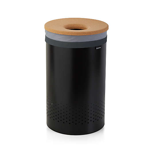 Brabantia 16-Gallon Black Laundry Bin with Cork Lid