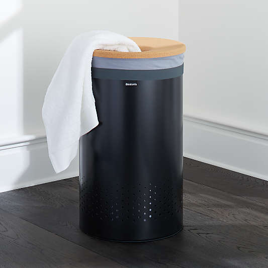 Brabantia 16-Gallon Black Laundry Bin with Cork Lid