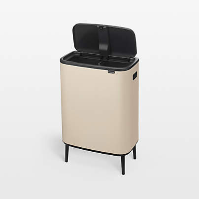 Brabantia Bo Touch Top Hi Dual Compartment Recycling Trash Can, 2 x 8 Gallon (2 x 30 liter) Soft Beige