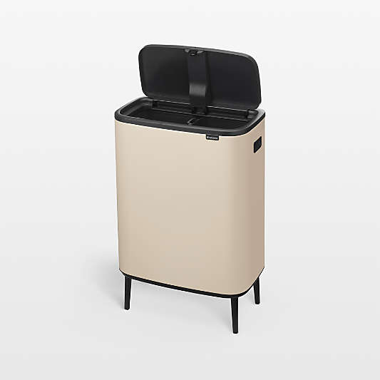 Brabantia Bo Touch Top Hi Dual Compartment Recycling Trash Can, 2 x 8 Gallon (2 x 30 liter) Soft Beige