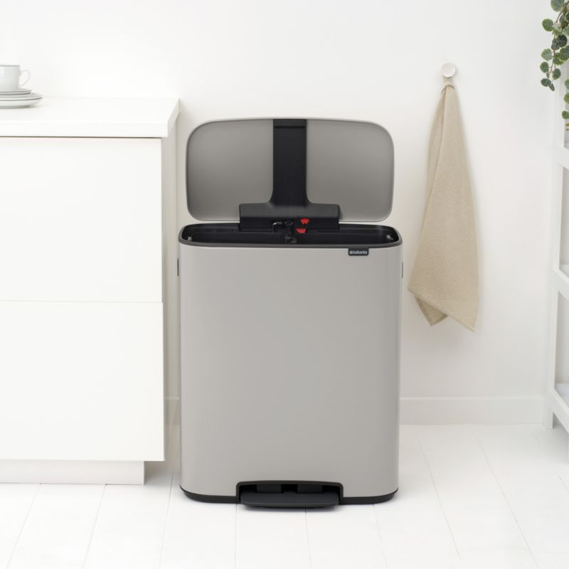 Brabantia Bo Step On Dual Compartment Recycling Trash Can, 2 x 8 Gallon (2 x 30 Liter) Soft Gray - image 2 of 4