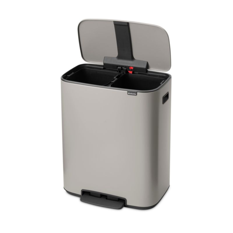 Brabantia Bo Step On Dual Compartment Recycling Trash Can, 2 x 8 Gallon (2 x 30 Liter) Soft Gray - image 3 of 4