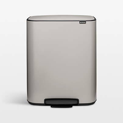 Brabantia Bo Step On Dual Compartment Recycling Trash Can, 2 x 8 Gallon (2 x 30 Liter) Soft Gray