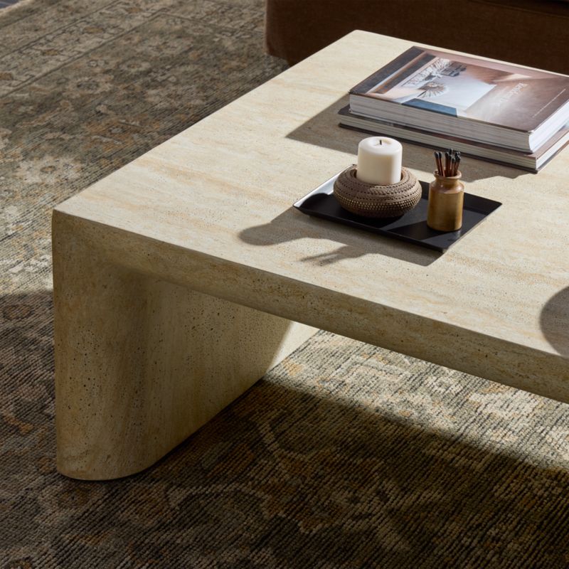 Orla Faux Travertine 60" Rectangular Coffee Table - image 2 of 7