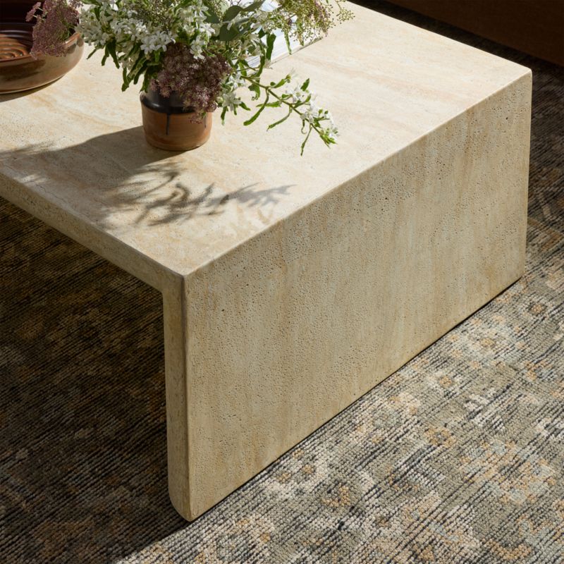 Orla Faux Travertine 60" Rectangular Coffee Table - image 3 of 7