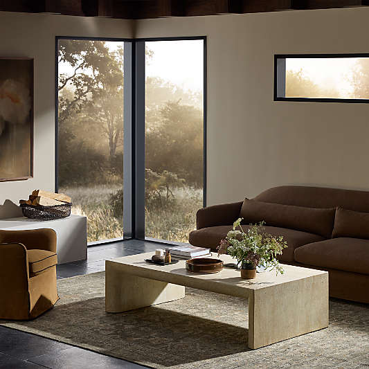 Orla Faux Travertine 60" Rectangular Coffee Table