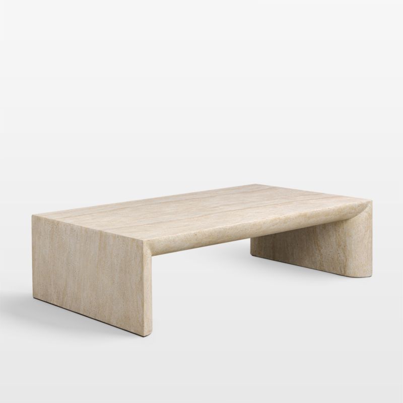Viewing product image Orla Faux Travertine 60" Rectangular Coffee Table - image 1 of 7