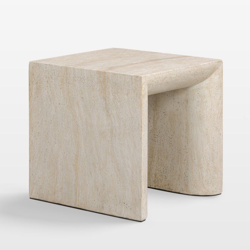Orla Faux Travertine 20" Square End Table - image 2 of 7