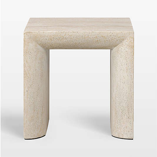 Orla Faux Travertine 20" Square End Table