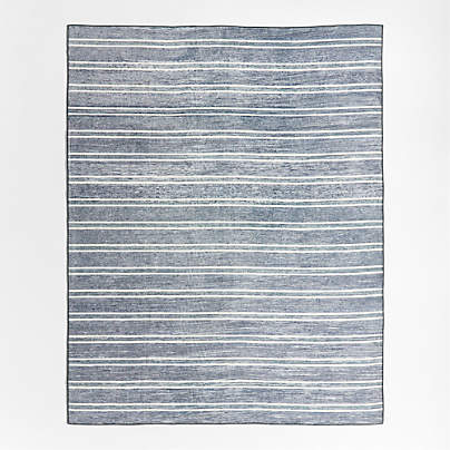 Brady Navy Blue Washable Area Rug 4'x6'