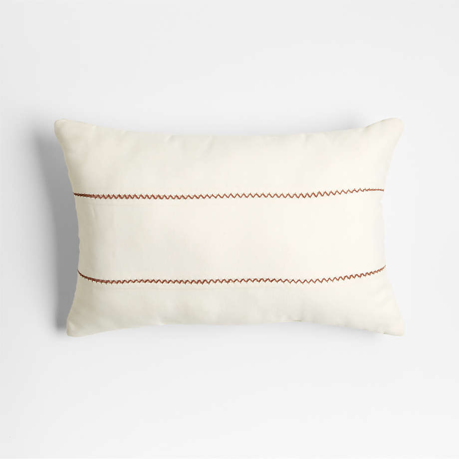 Zigzag 20"x13" Arctic Ivory Striped Outdoor Lumbar Throw Pillow