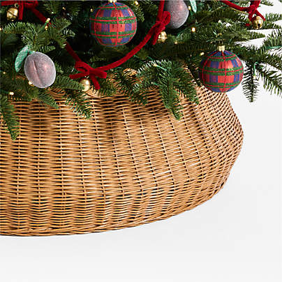 Braided Light Fiber Wicker Christmas Tree Collar 31"