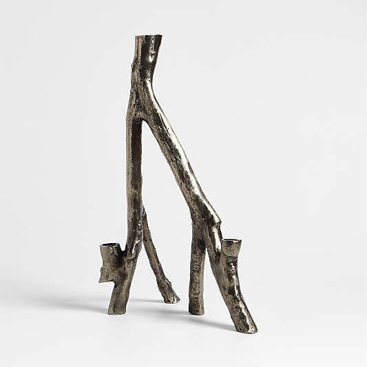 Branch Cast Aluminum Silver Candelabra