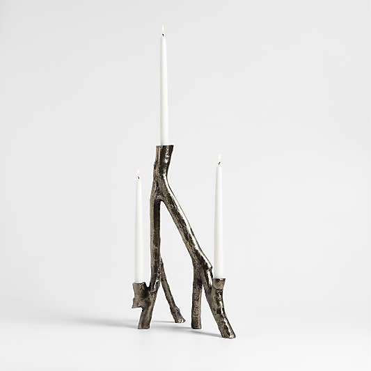 Branch Cast Aluminum Silver Candelabra