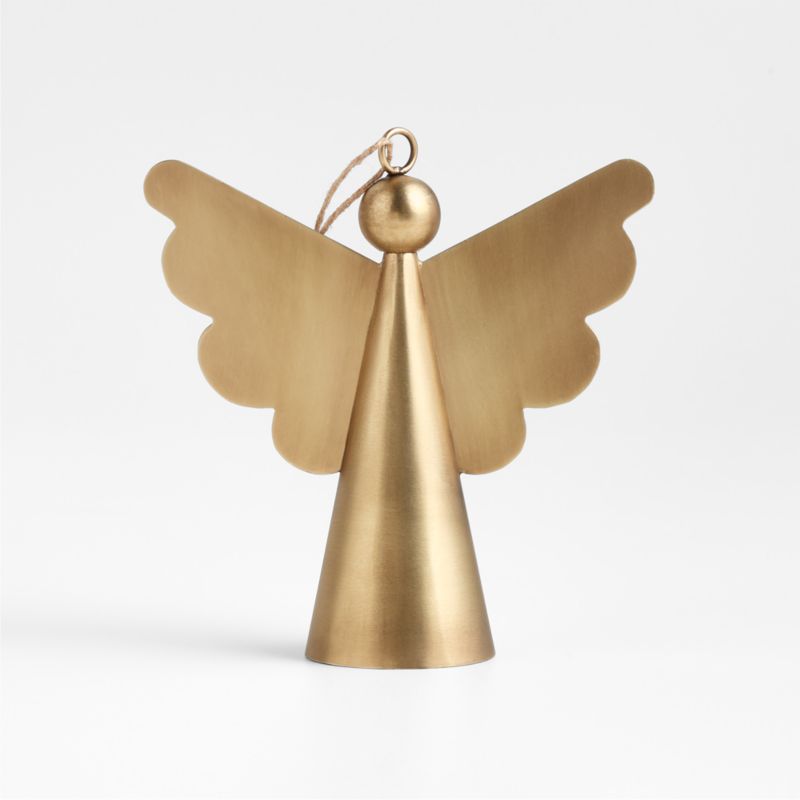 Brass Metal Angel with Scalloped Wing Christmas Tree Ornament - image 0 of 1