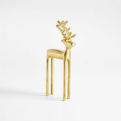 View Brass Finish Holiday Reindeer Decoration 10" details