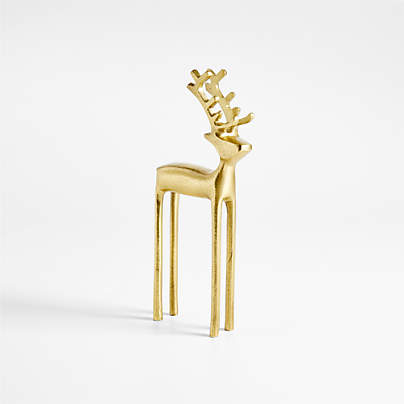 Brass Finish Holiday Reindeer Decoration 10.5"