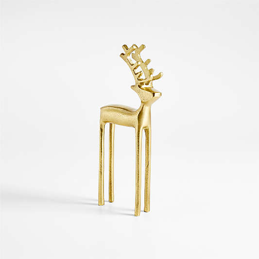 Brass Finish Holiday Reindeer Decoration 10"