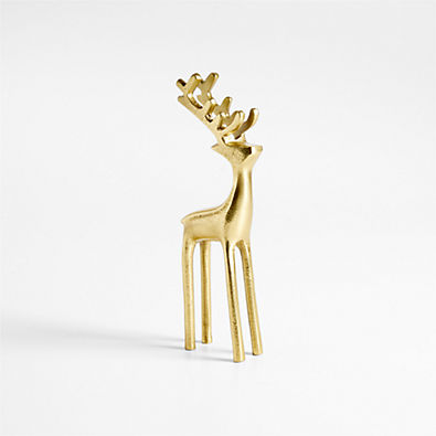 View Brass Finish Holiday Reindeer Decoration 9" details