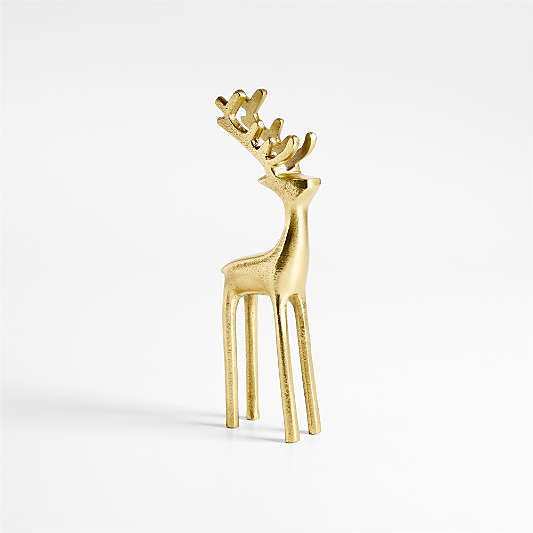 Brass Finish Holiday Reindeer Decoration 8.5"