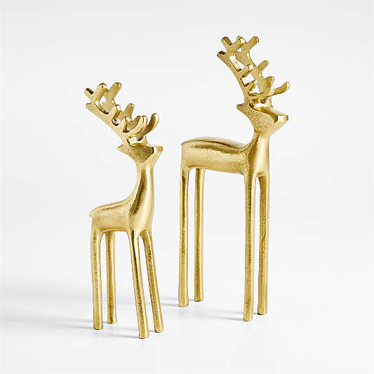 Brass Finish Holiday Reindeer Decorations