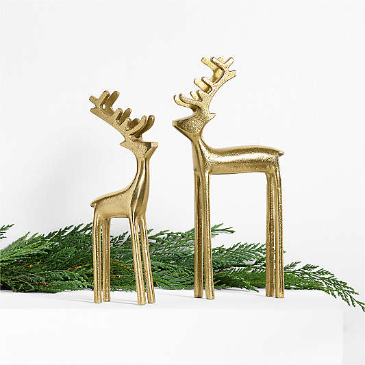 Brass Finish Holiday Reindeer Decorations