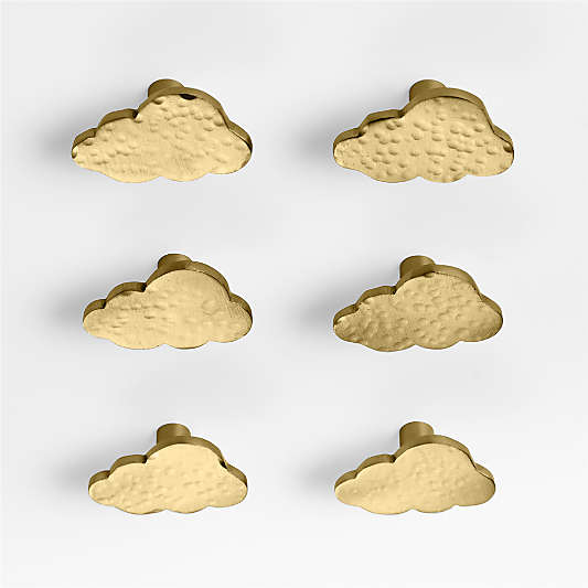 Brass Cloud Knobs, Set of 6