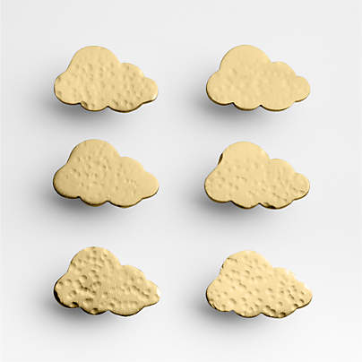 Brass Cloud Knobs, Set of 6