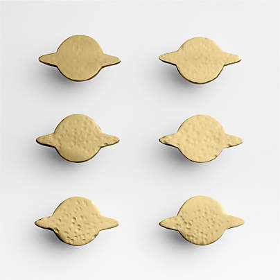 Brass Saturn Knobs, Set of 6