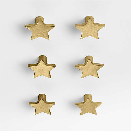 Brass Star Knobs, Set of 6