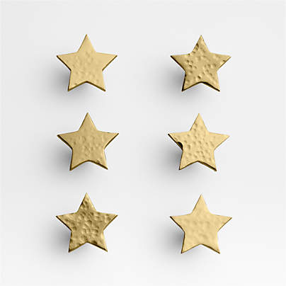Brass Star Knobs, Set of 6