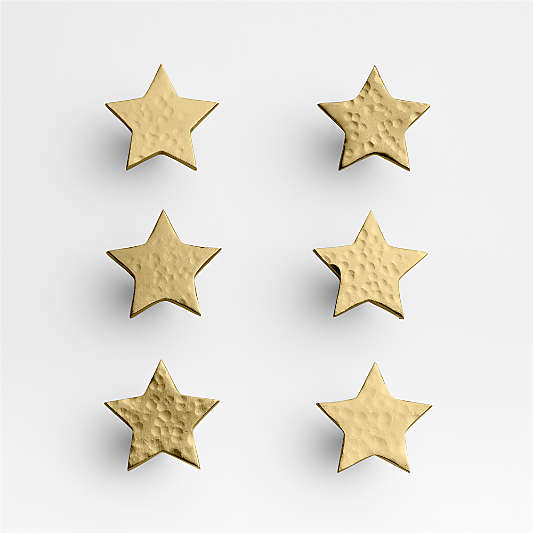 Brass Star Knobs, Set of 6